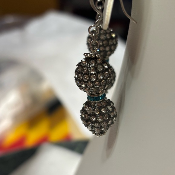 Bling Hand crafted Rhinestone crystal balls & aqua blue rhinestone spacers 2 in - Picture 4 of 6